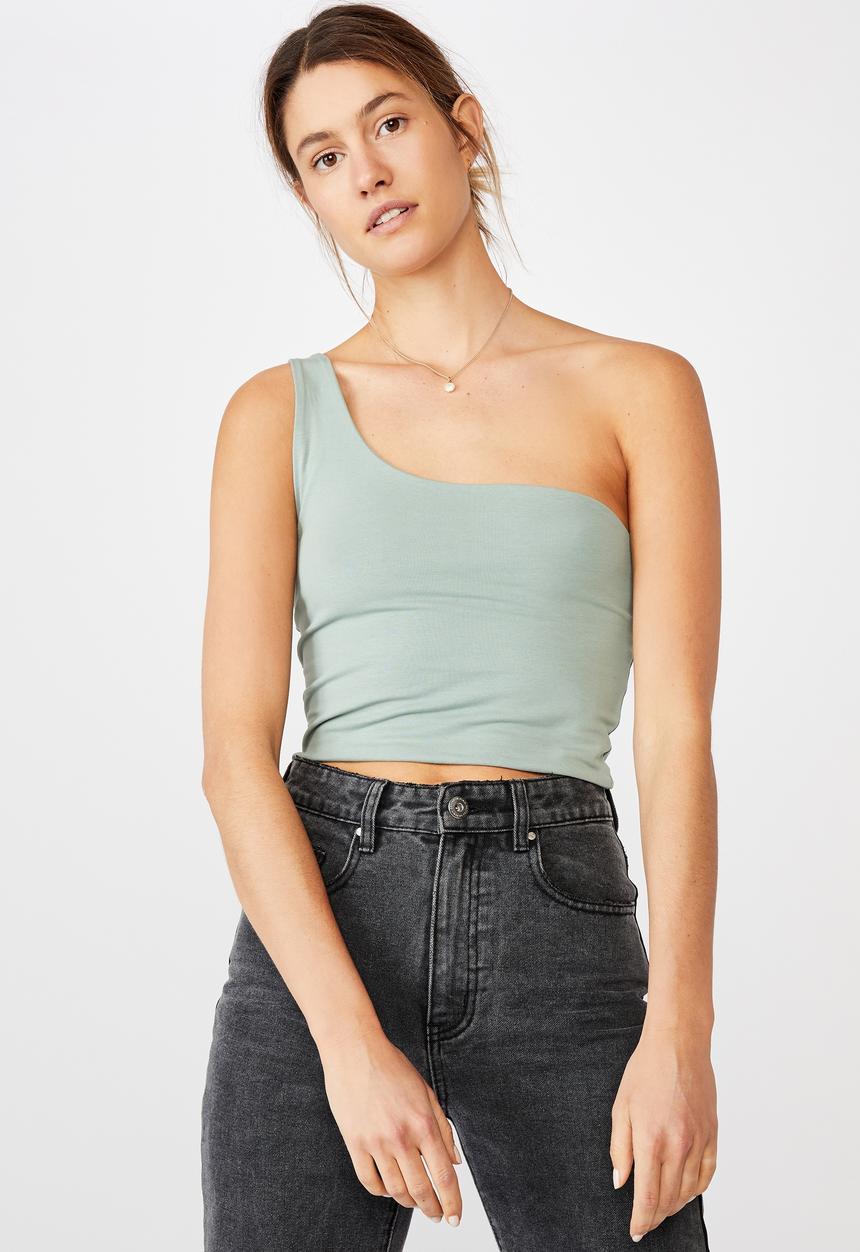 Cotton On - One shoulder sleeveless top - green