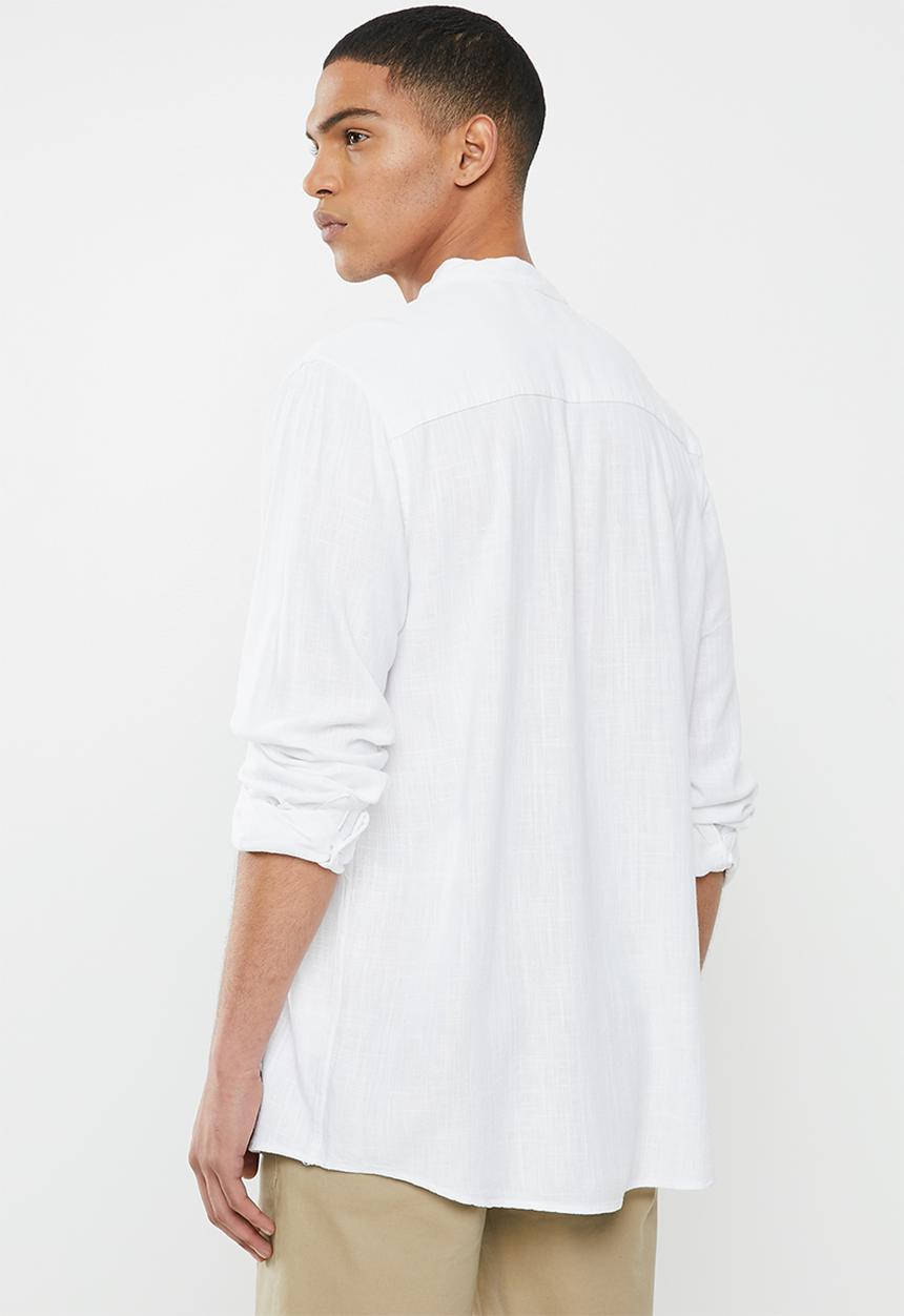 Brave Soul - Langholm linen blend shirt - white