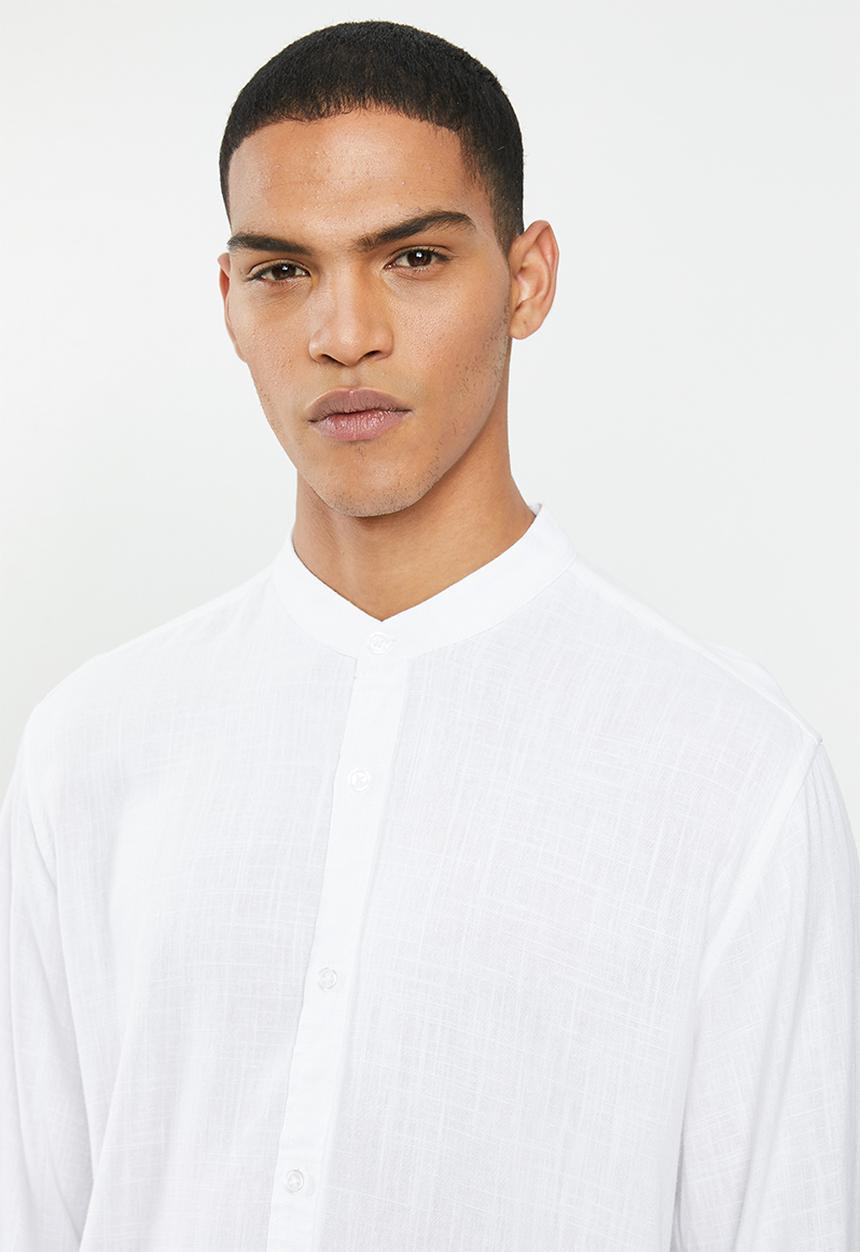 Brave Soul - Langholm linen blend shirt - white