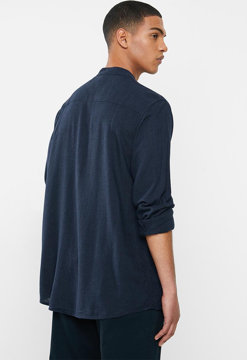 Brave Soul - Langholm linen blend shirt - navy