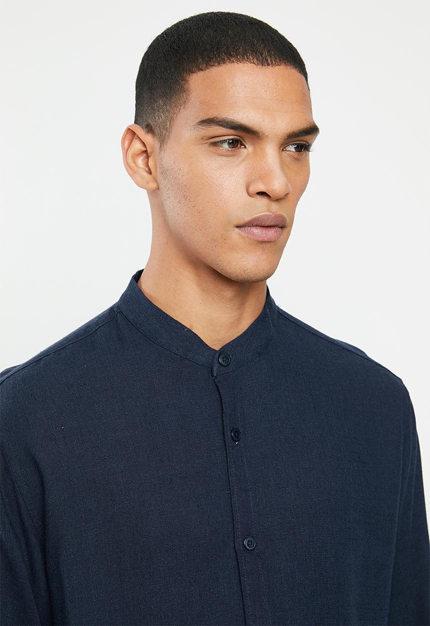 Brave Soul - Langholm linen blend shirt - navy