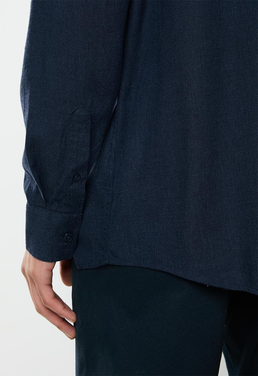 Brave Soul - Langholm linen blend shirt - navy