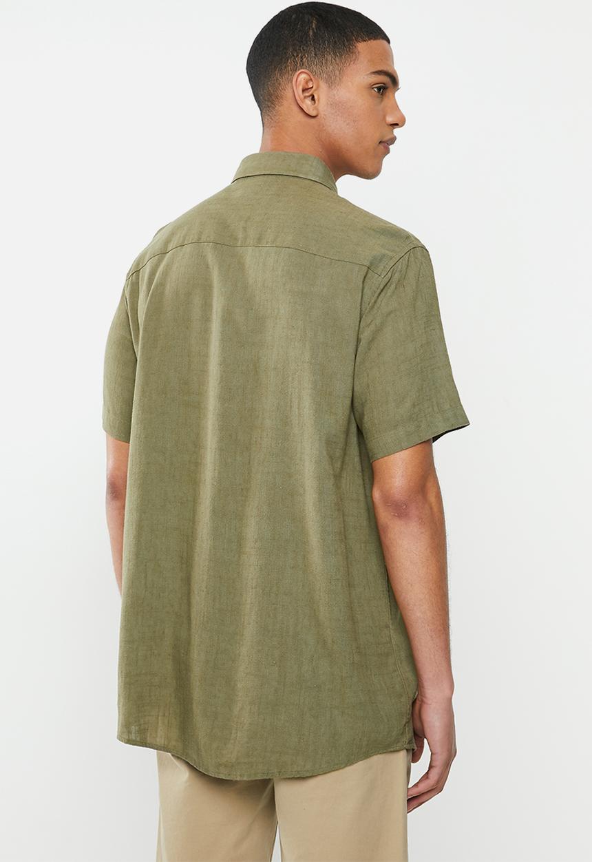 Brave Soul - Obelisk linen blend shirt - khaki