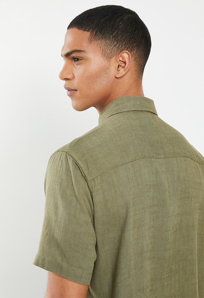 Brave Soul - Obelisk linen blend shirt - khaki