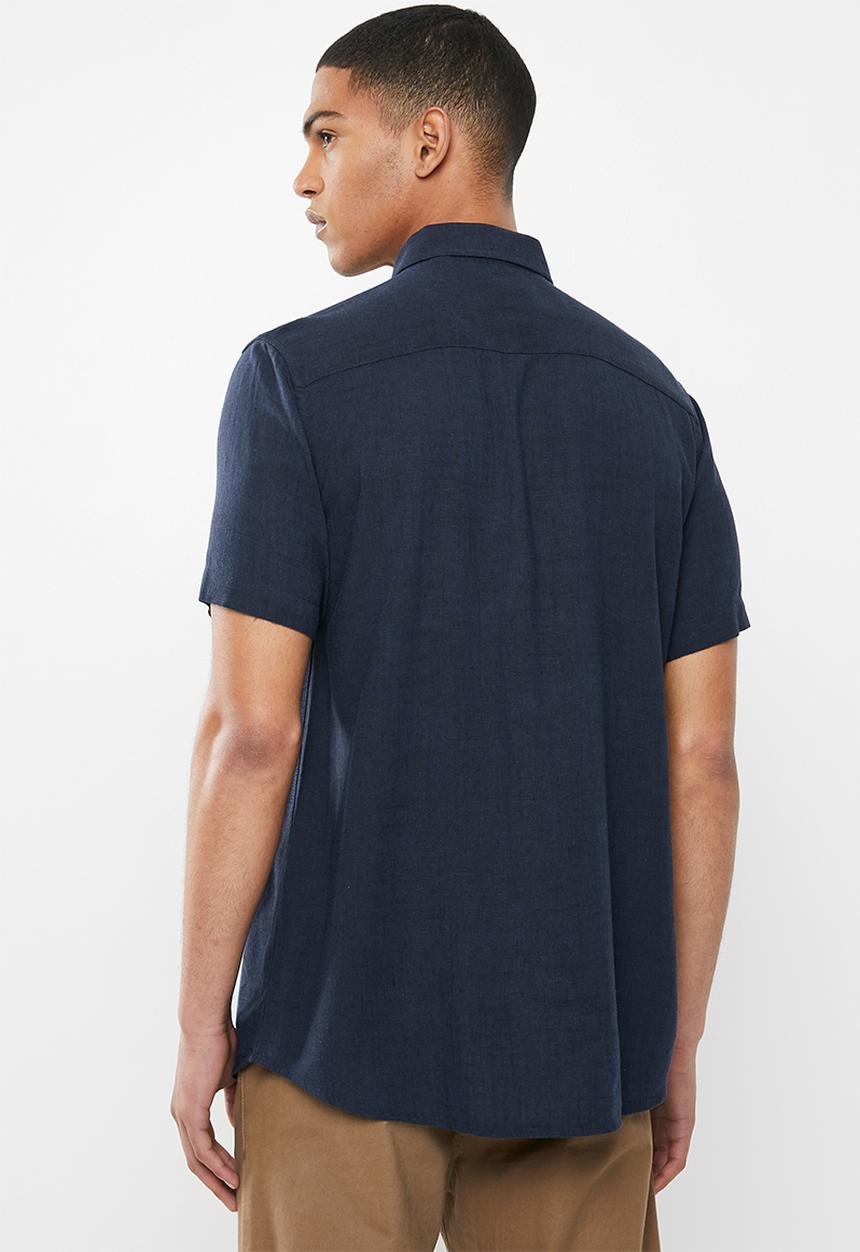 Brave Soul - Obelisk linen blend shirt - navy