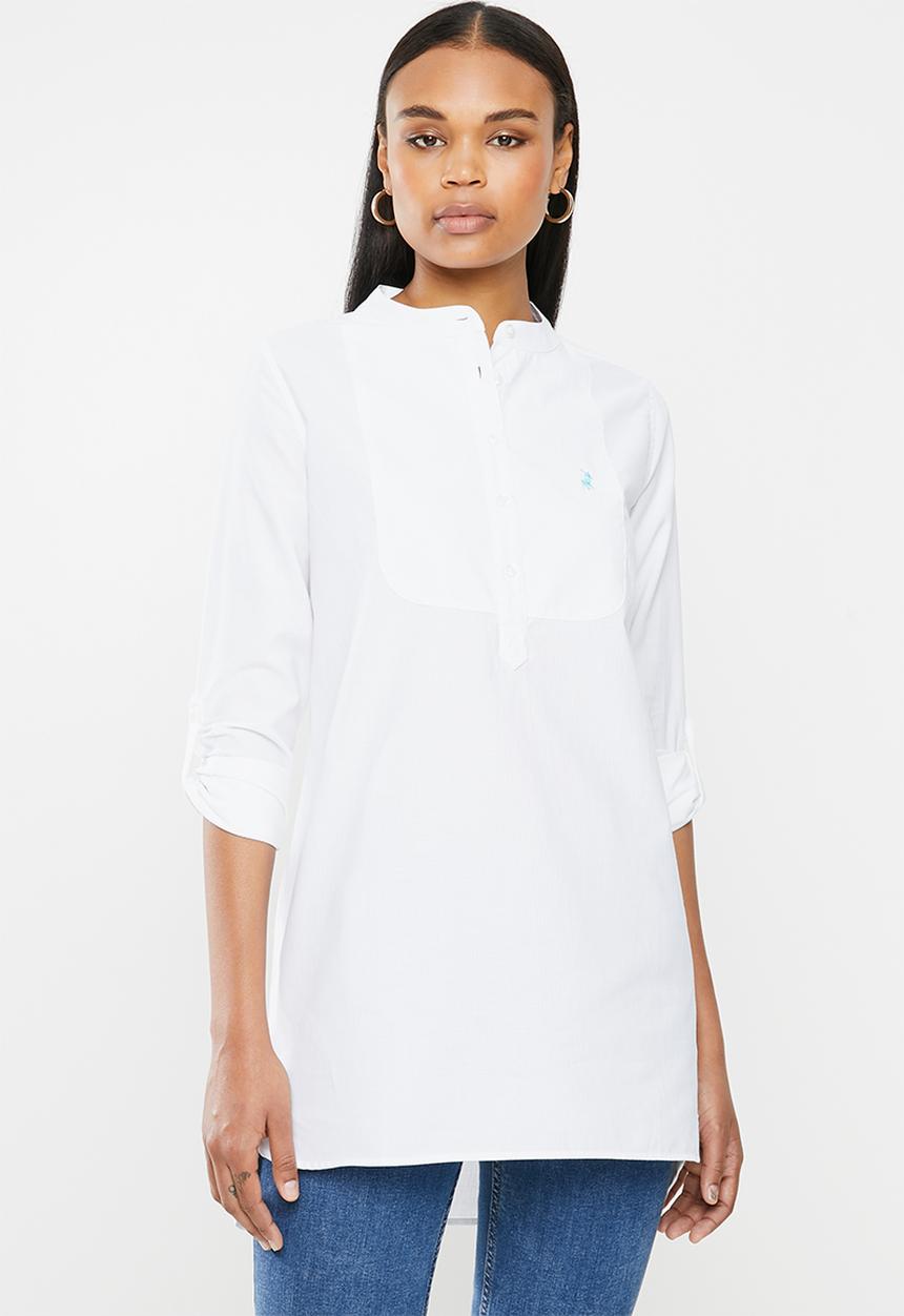 POLO - Samantha dobby  long sleeve  shirt -white