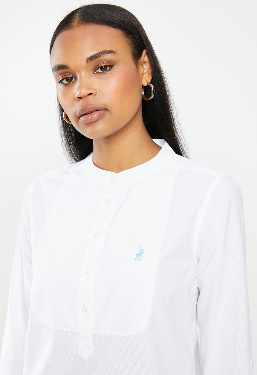 POLO - Samantha dobby  long sleeve  shirt -white