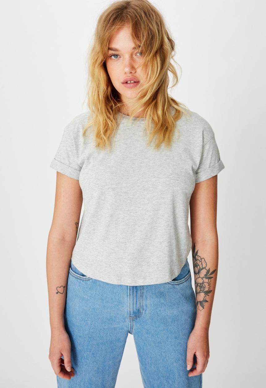 Factorie - Curved hem short sleeve tee - grey