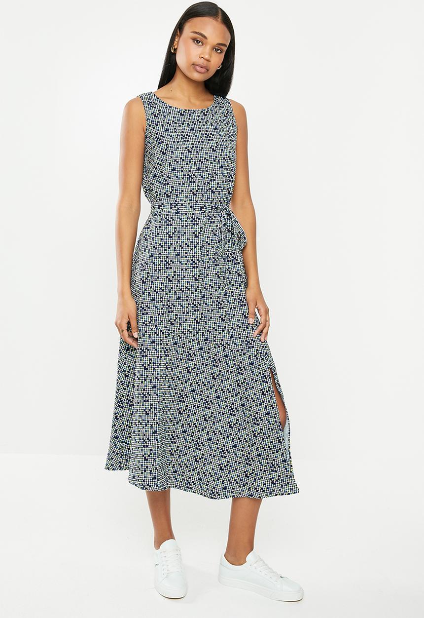 POLO - Dana sleeveless dress with slit - multi 