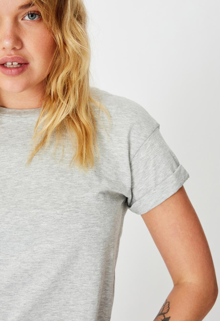Factorie - Curved hem short sleeve tee - grey