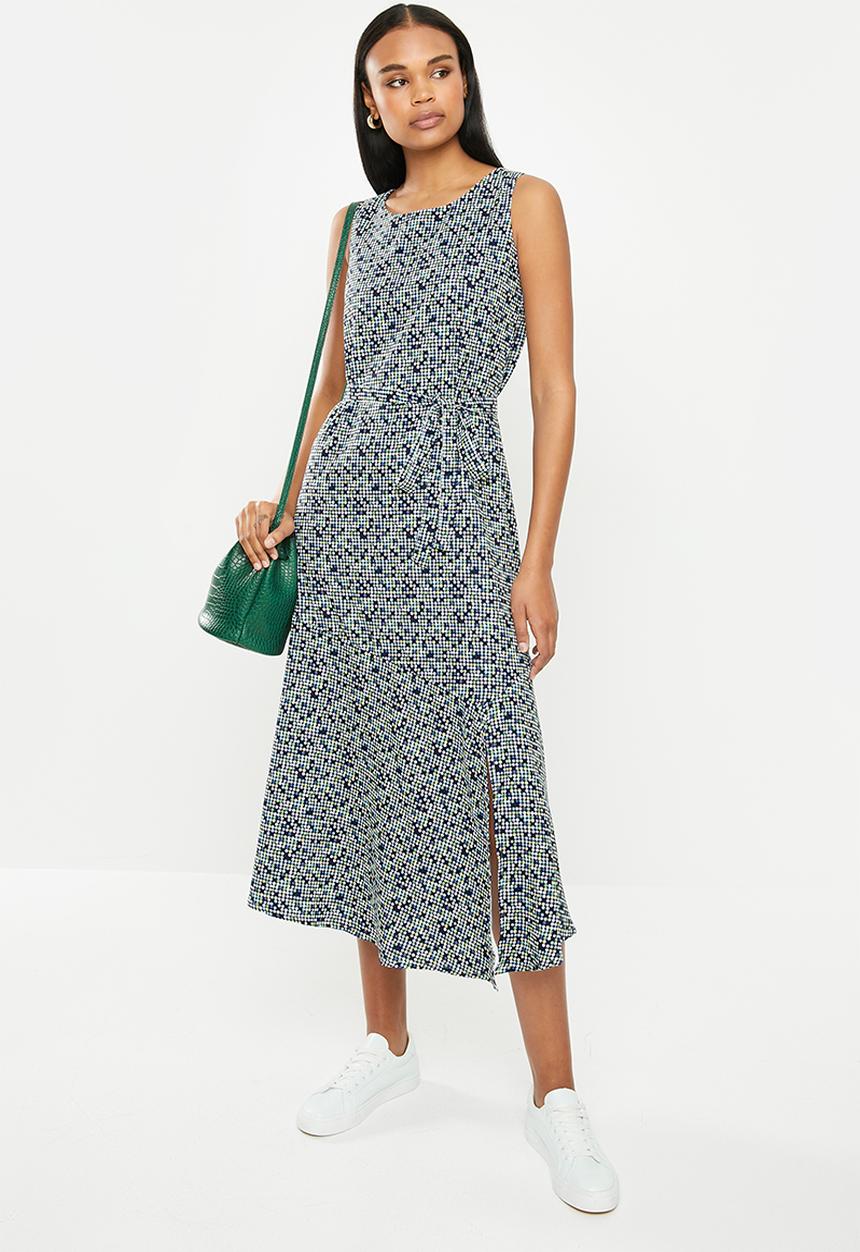 POLO - Dana sleeveless dress with slit - multi 