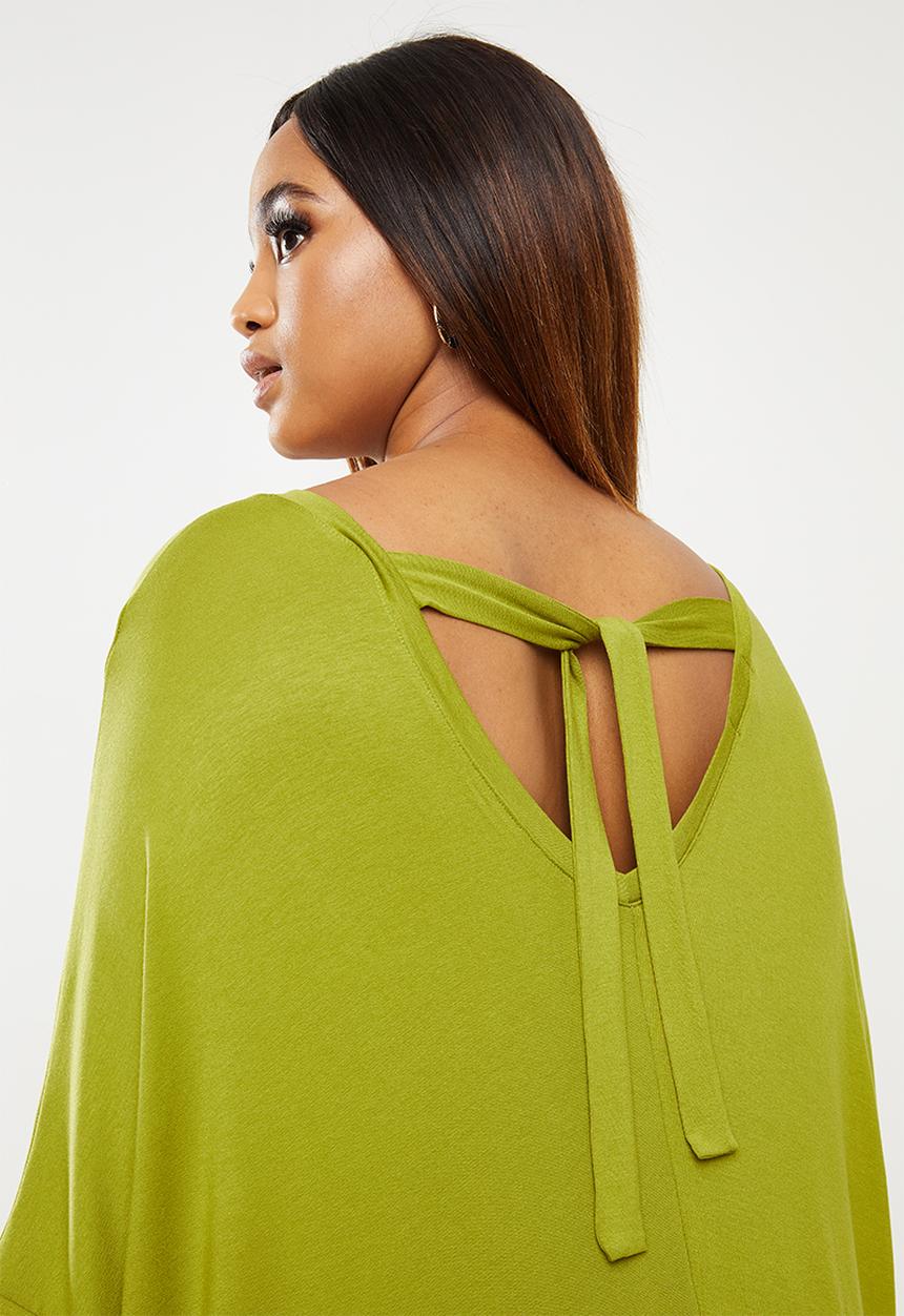 edit Plus - Easy cacoon tie back dress - green