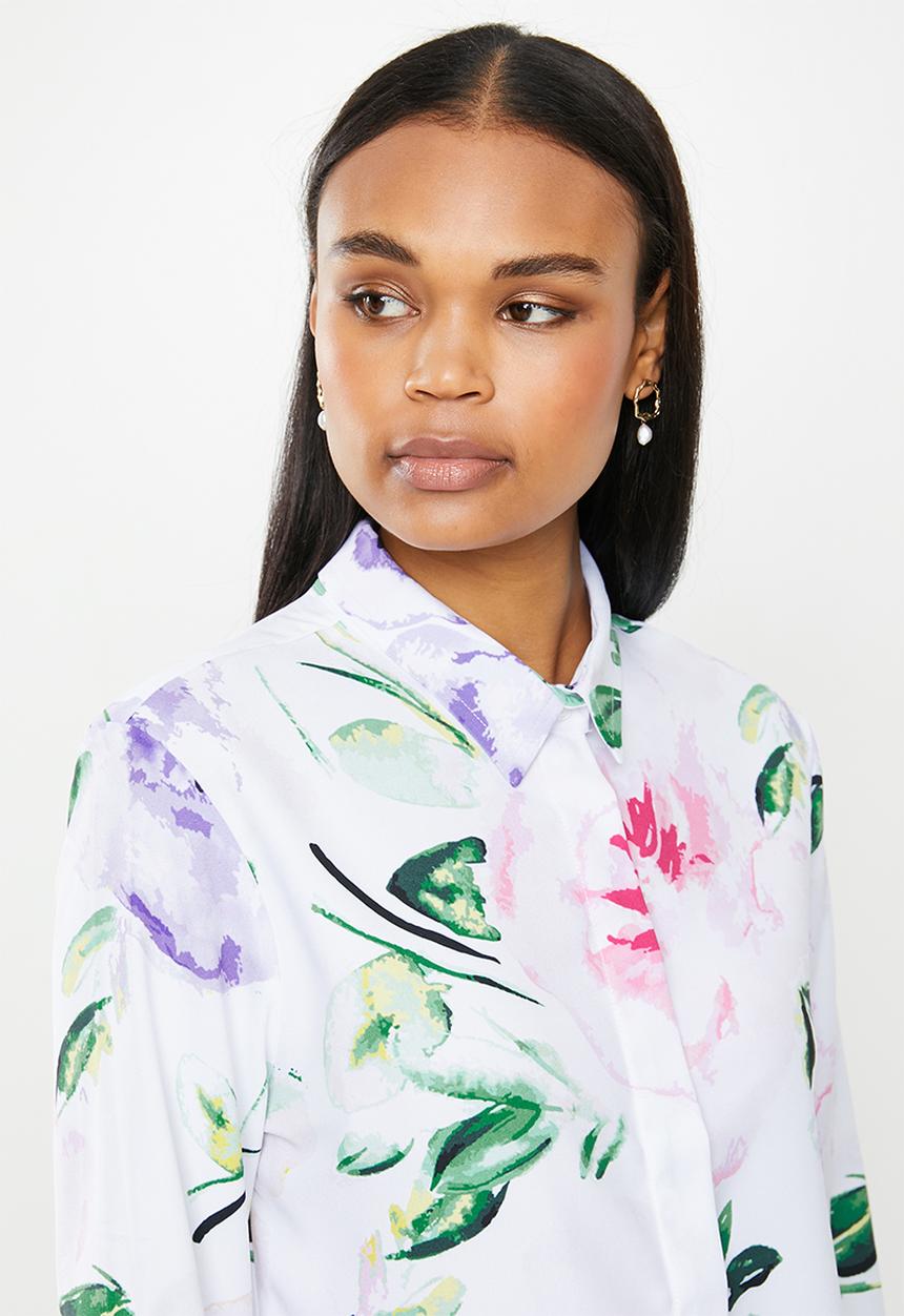 POLO - Seema tie printed long sleeve shirt - pink
