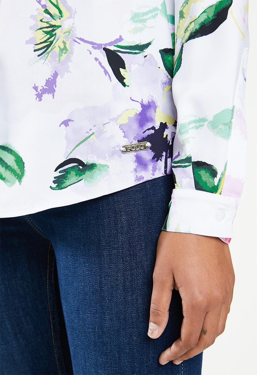 POLO - Seema tie printed long sleeve shirt - pink