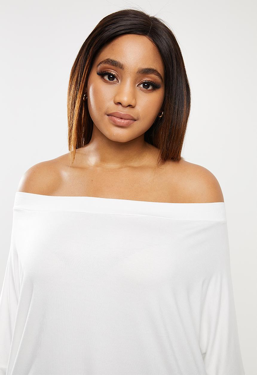 edit Plus - Wide neck off-the-shoulder top - white