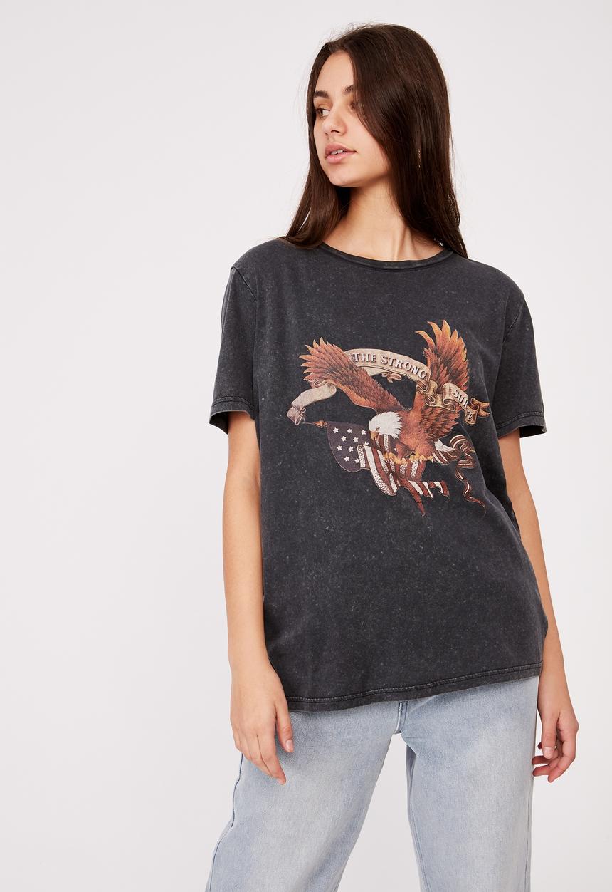 Factorie - Relaxed graphic T-shirt - washed black