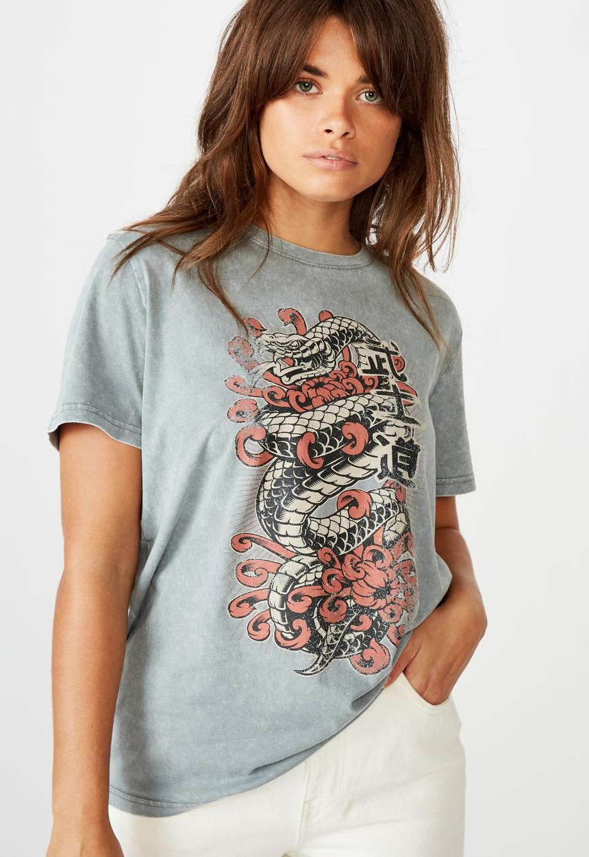 Factorie - Relaxed graphic T-shirt - washed grey