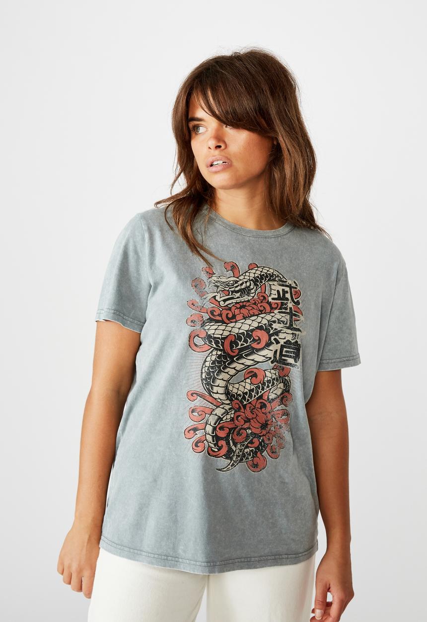 Factorie - Relaxed graphic T-shirt - washed grey