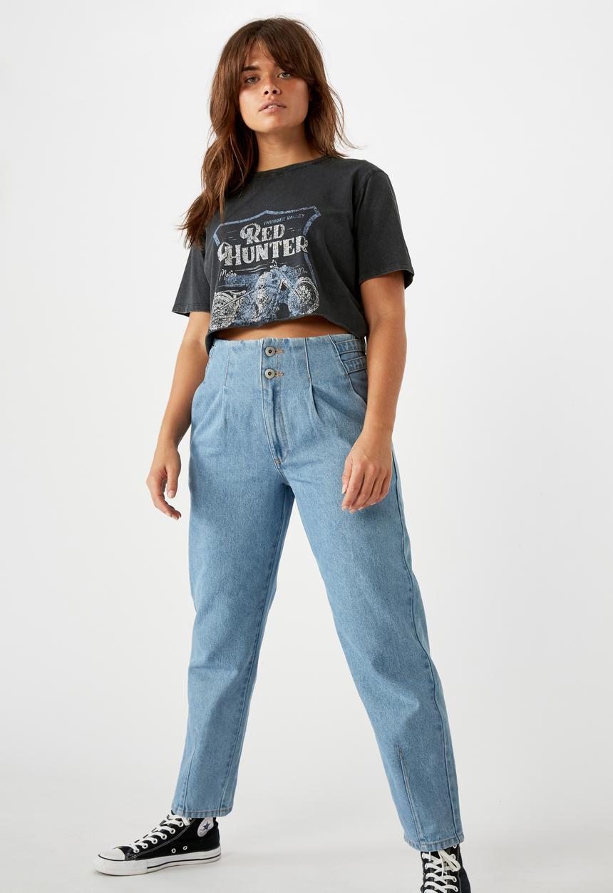 Factorie - Short sleeve raw edge crop T-shirt - washed black