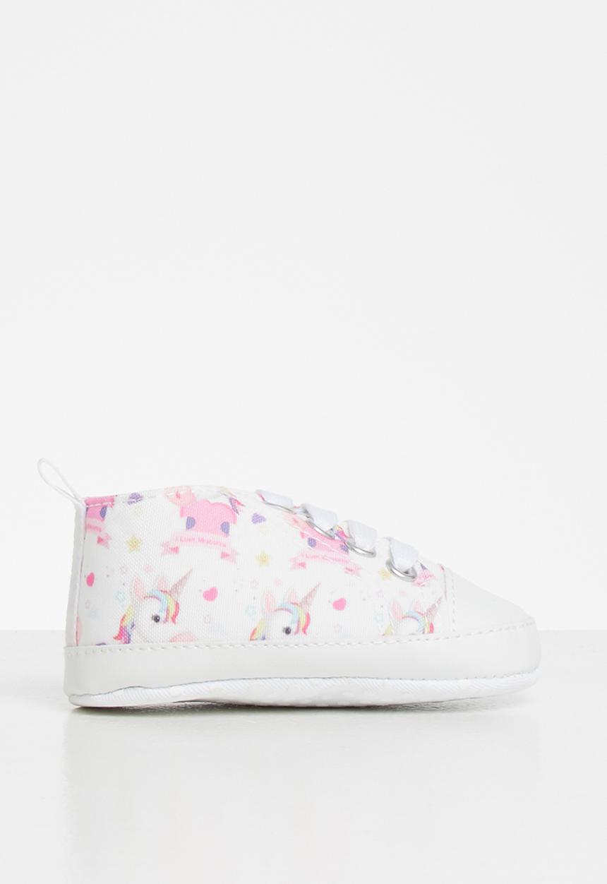 Pop Candy - Girls unicorn print sneaker - white & pink 
