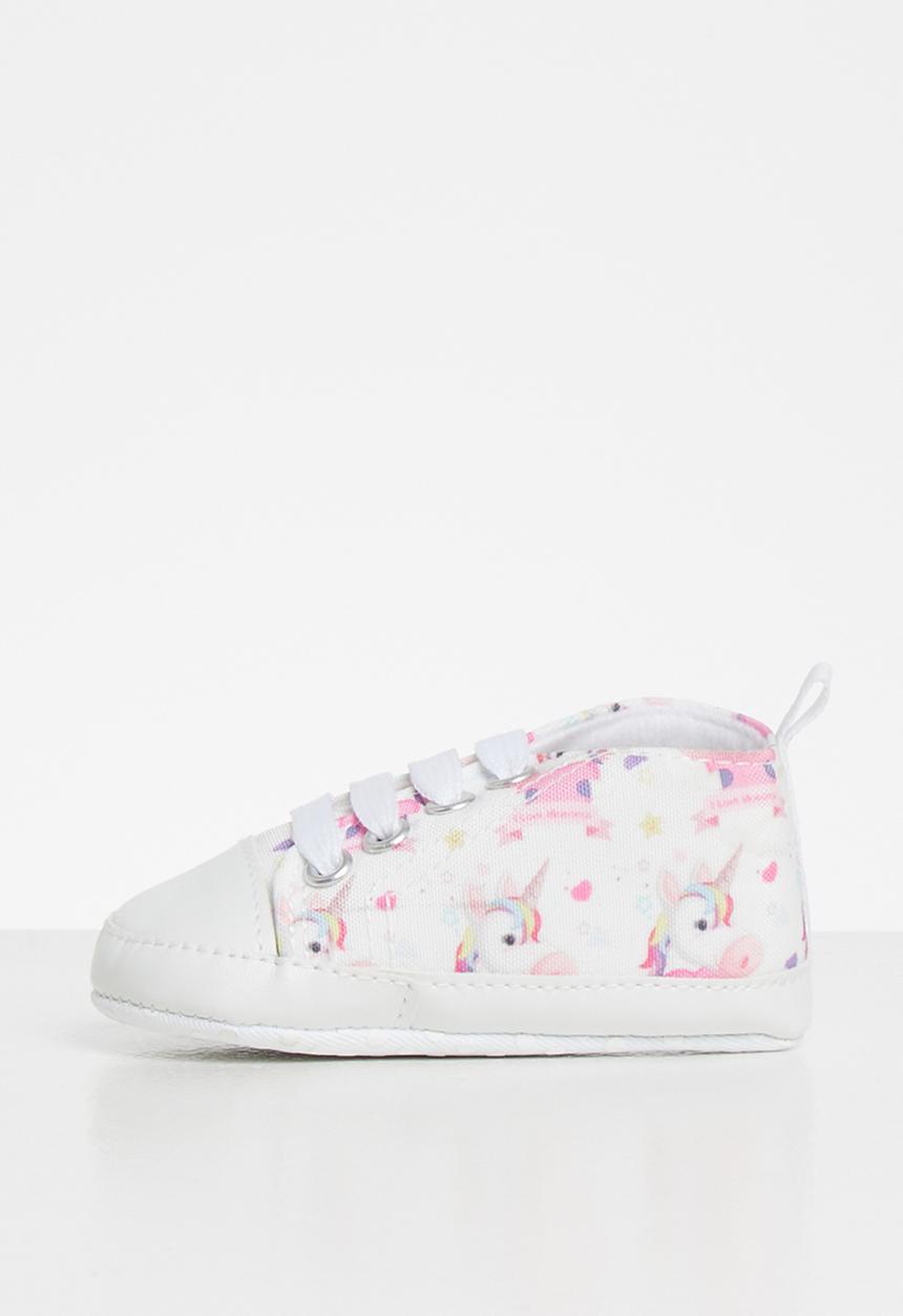 Pop Candy - Girls unicorn print sneaker - white & pink 