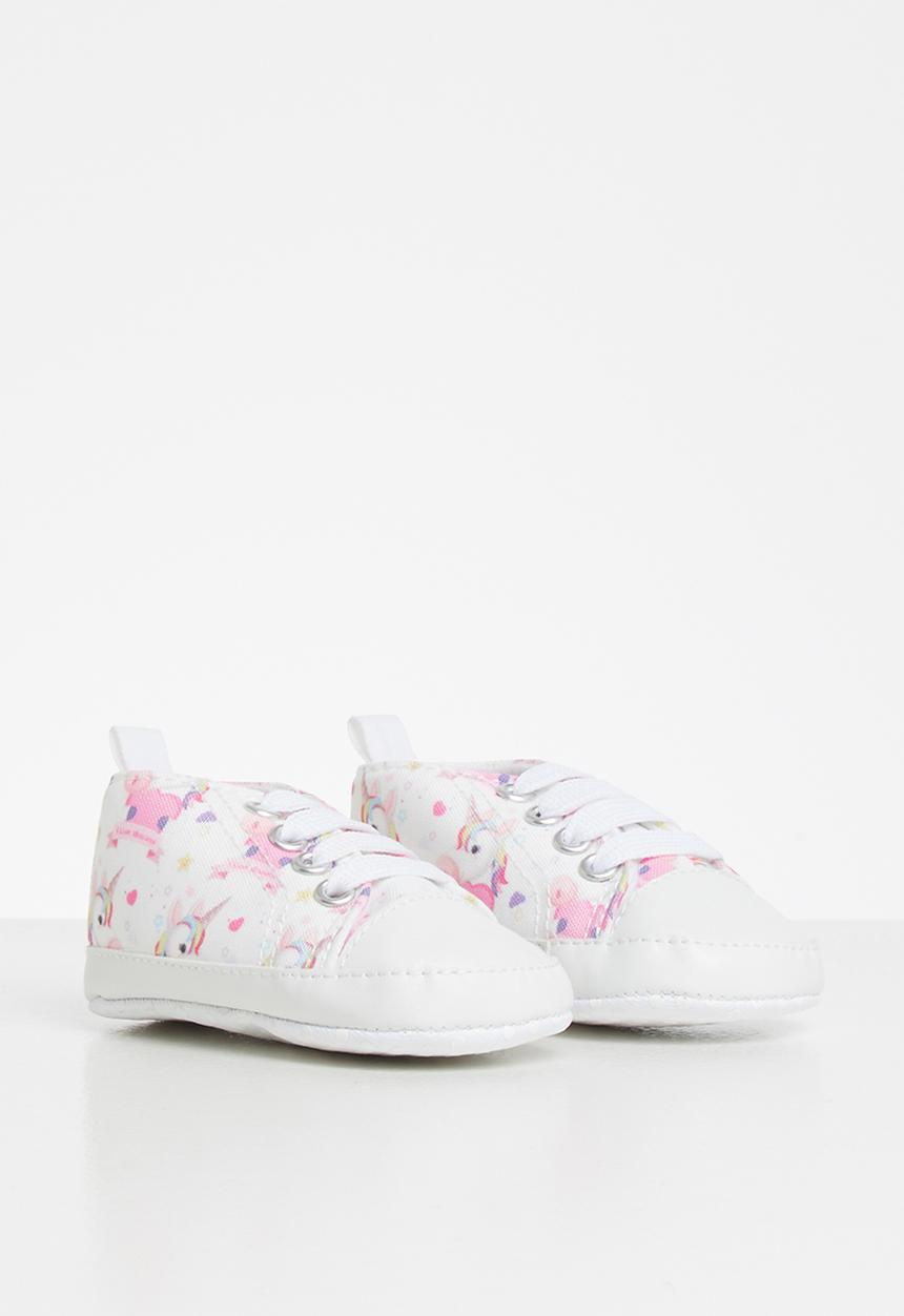 Pop Candy - Girls unicorn print sneaker - white & pink 