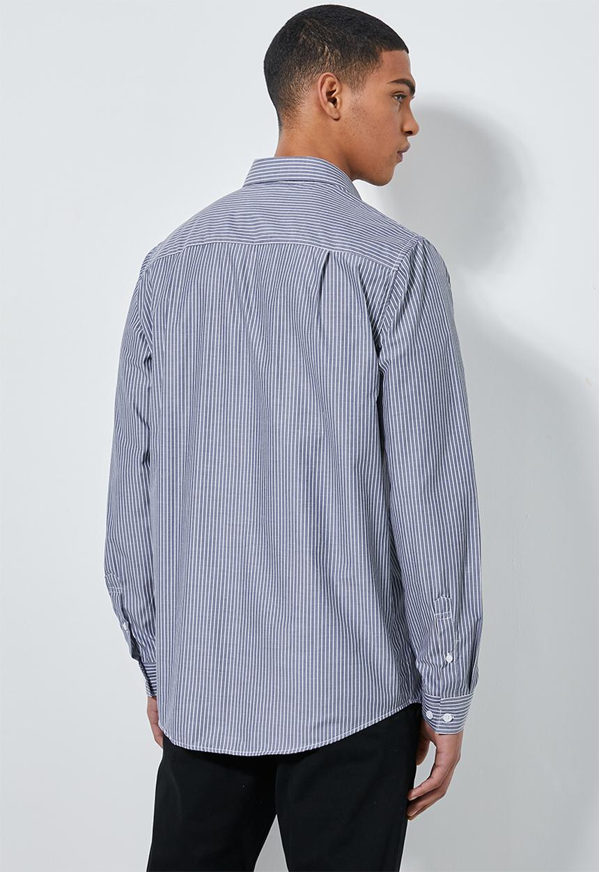 Superbalist - Barber regular fit long sleeve shirt - grey & white