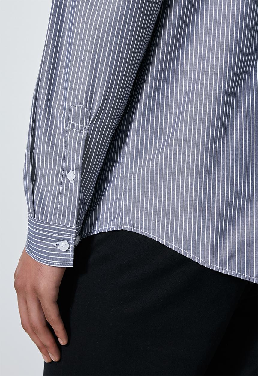 Superbalist - Barber regular fit long sleeve shirt - grey & white