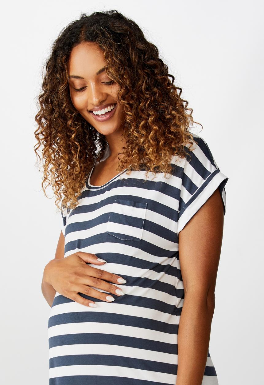 Cotton On - Sleep recovery maternity nightie - navy & white 