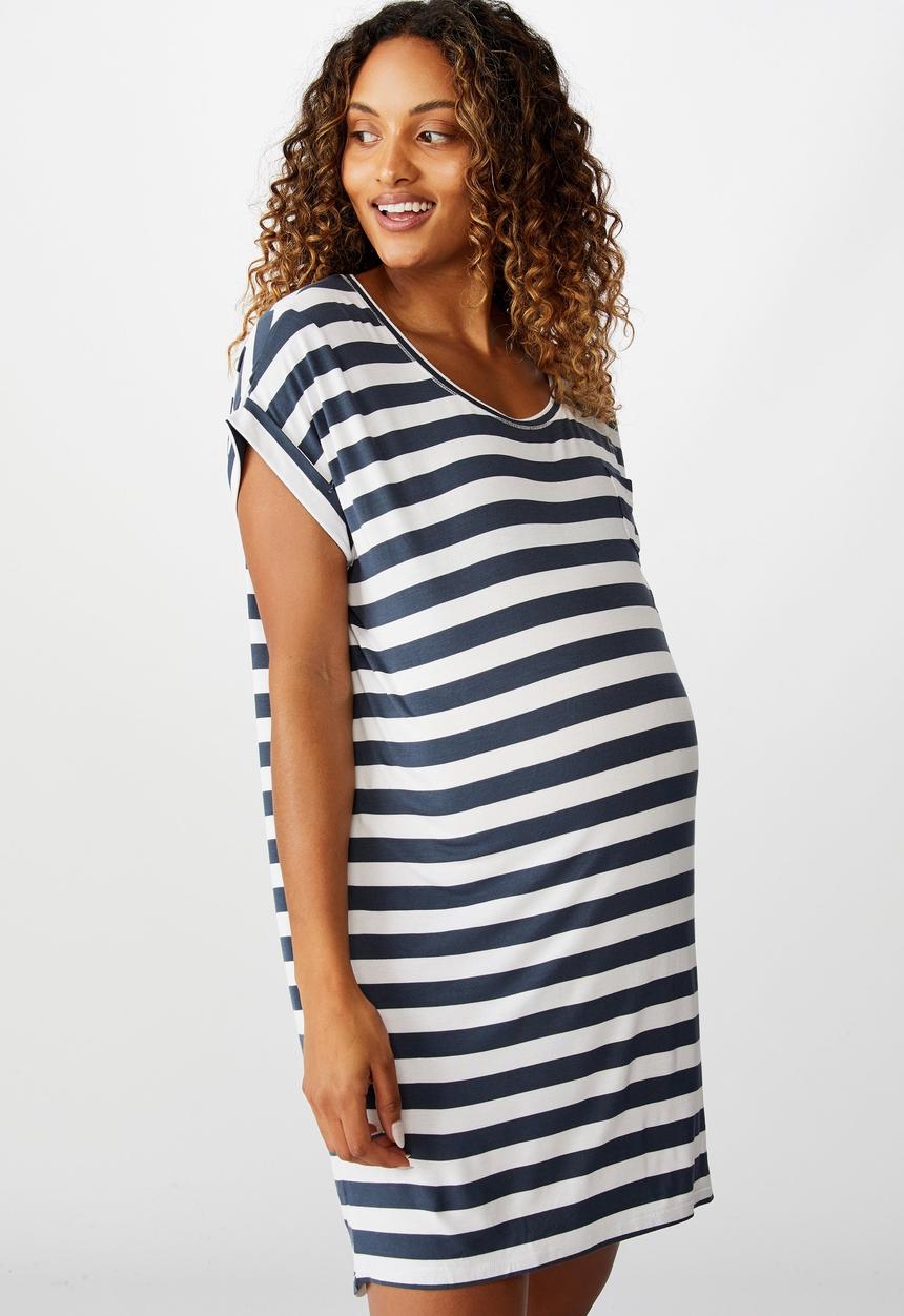 Cotton On - Sleep recovery maternity nightie - navy & white 