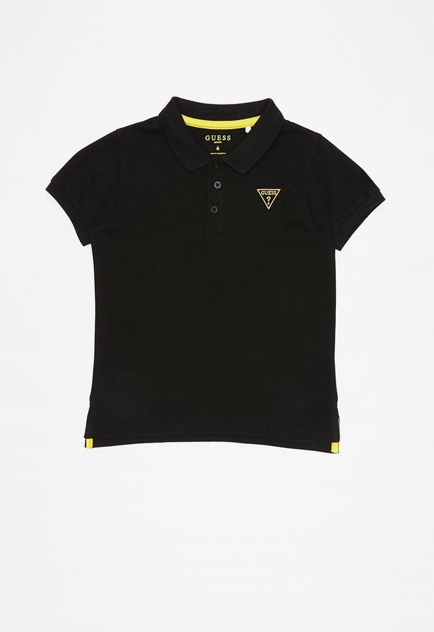 GUESS - Teens short sleeve guess core embroidery golfer - black