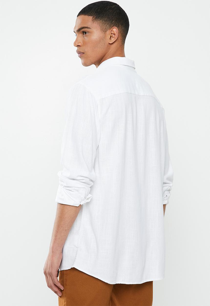 Brave Soul - Dumfries linen blend shirt - white