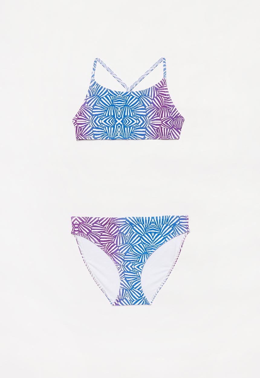 Rebel Republic - Shells two piece swimsuit - blue & purple