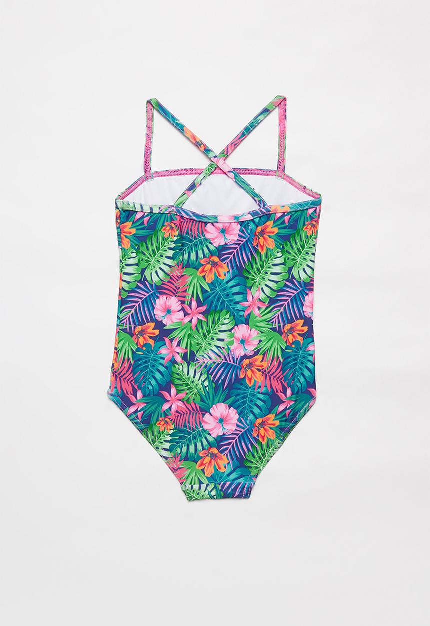 Pop Candy - Tropical one piece frill detail swimsuit - multi