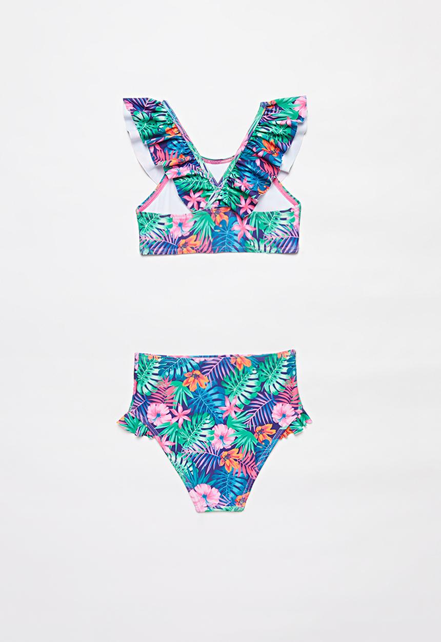 Pop Candy - Tropical two piece frill swimsuit - multi