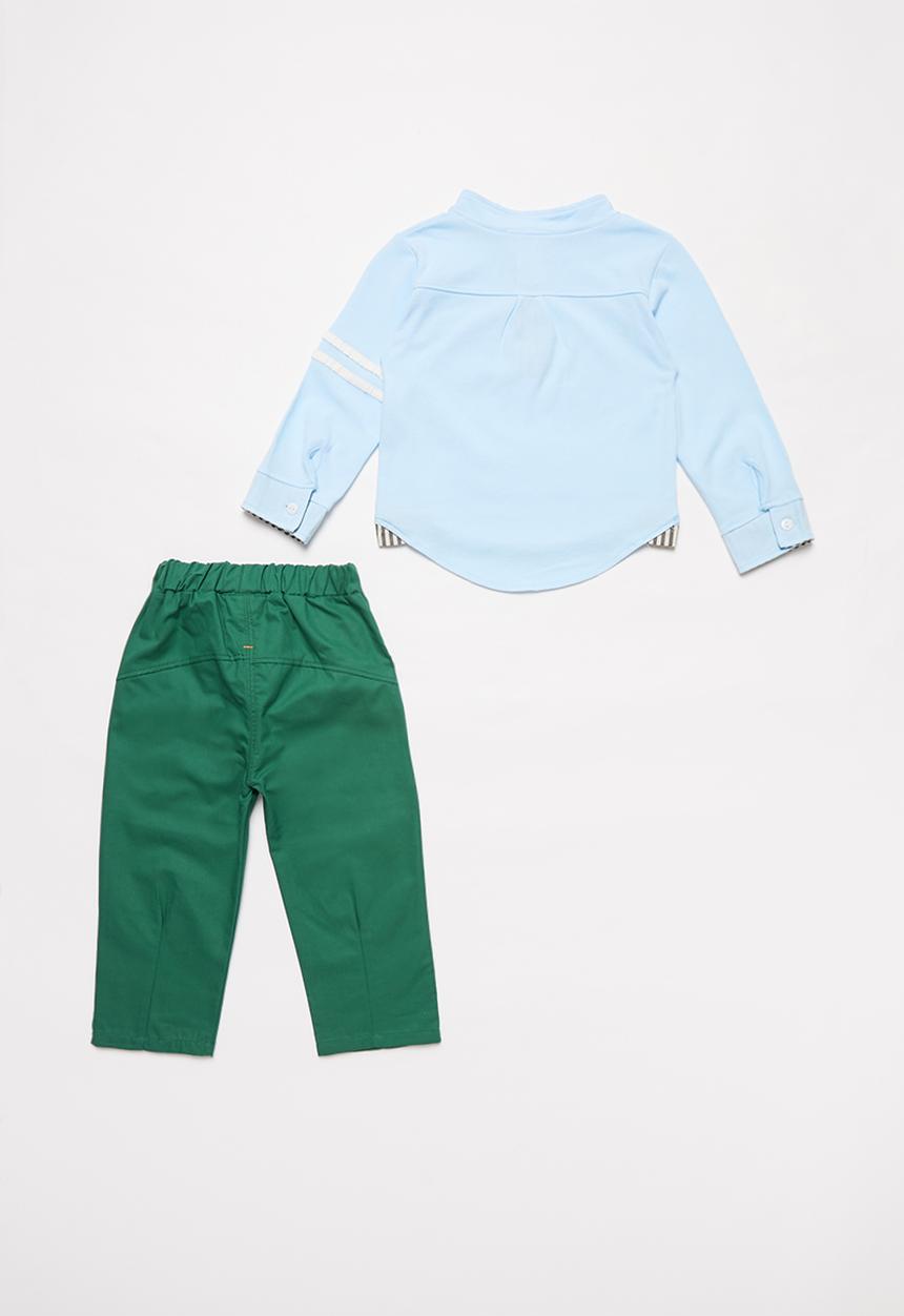 Pop Candy - Boys shirt & pants set - green & blue 