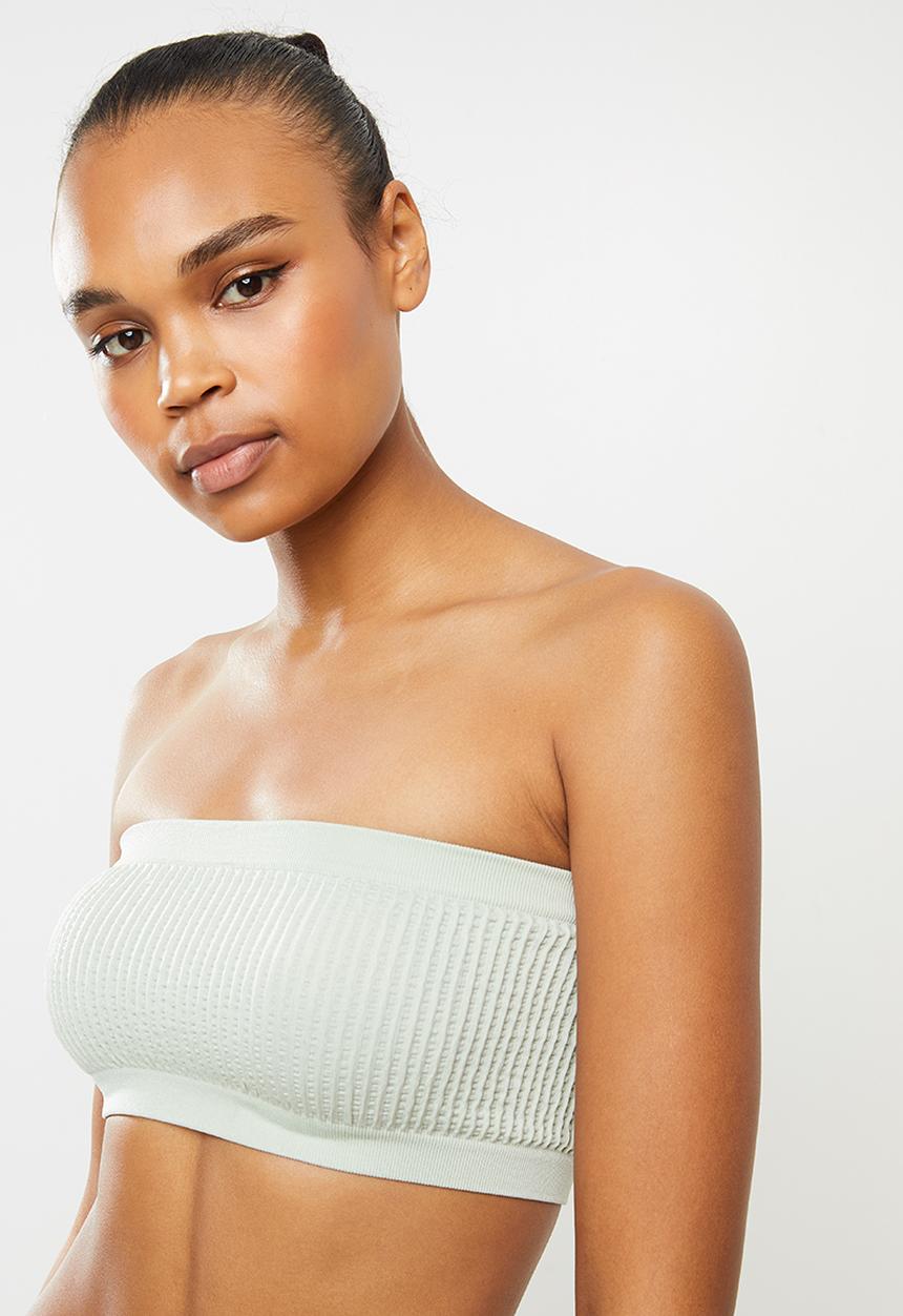 Cotton On - Seamfree rib bandeau - green tint texture