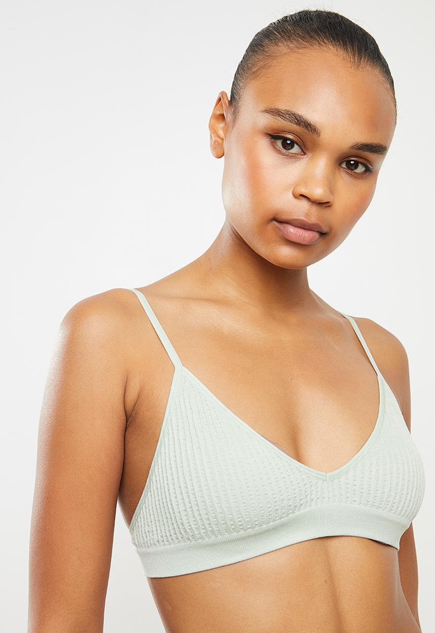 Cotton On - Seamfree triangle bralette - green tint texture