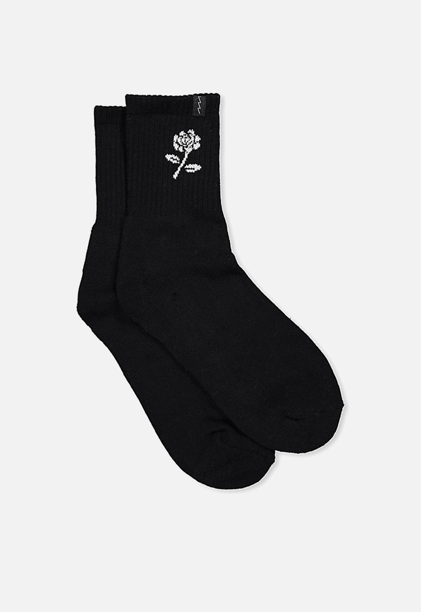 Factorie - Retro sport sock - black
