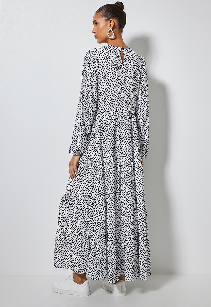 Superbalist - Tiered midi dress - white & black 