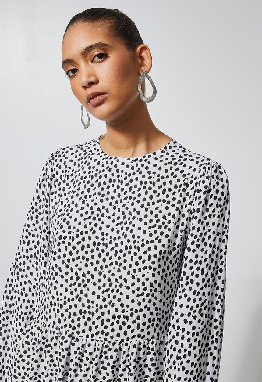 Superbalist - Tiered midi dress - white & black 