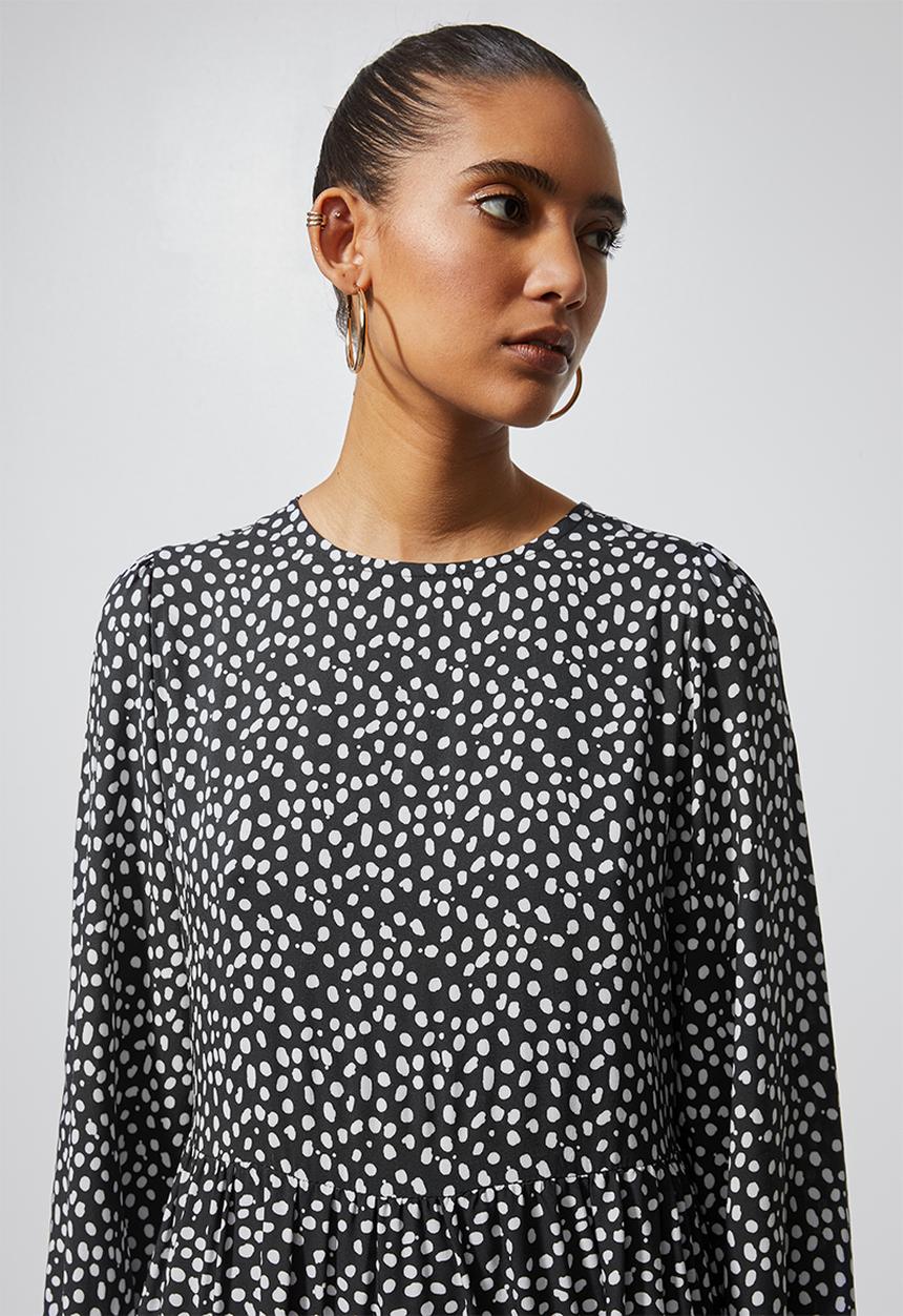Superbalist - Tiered midi dress - black & white 