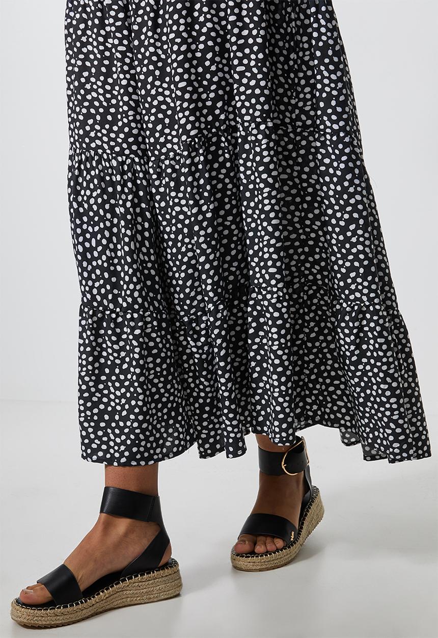 Superbalist - Tiered midi dress - black & white 