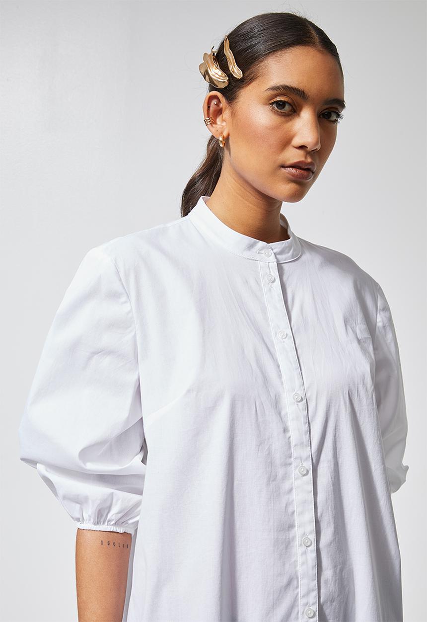 Superbalist - Cotton button dress with tier - white