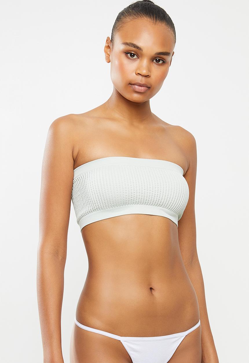 Cotton On - Seamfree rib bandeau - green tint texture