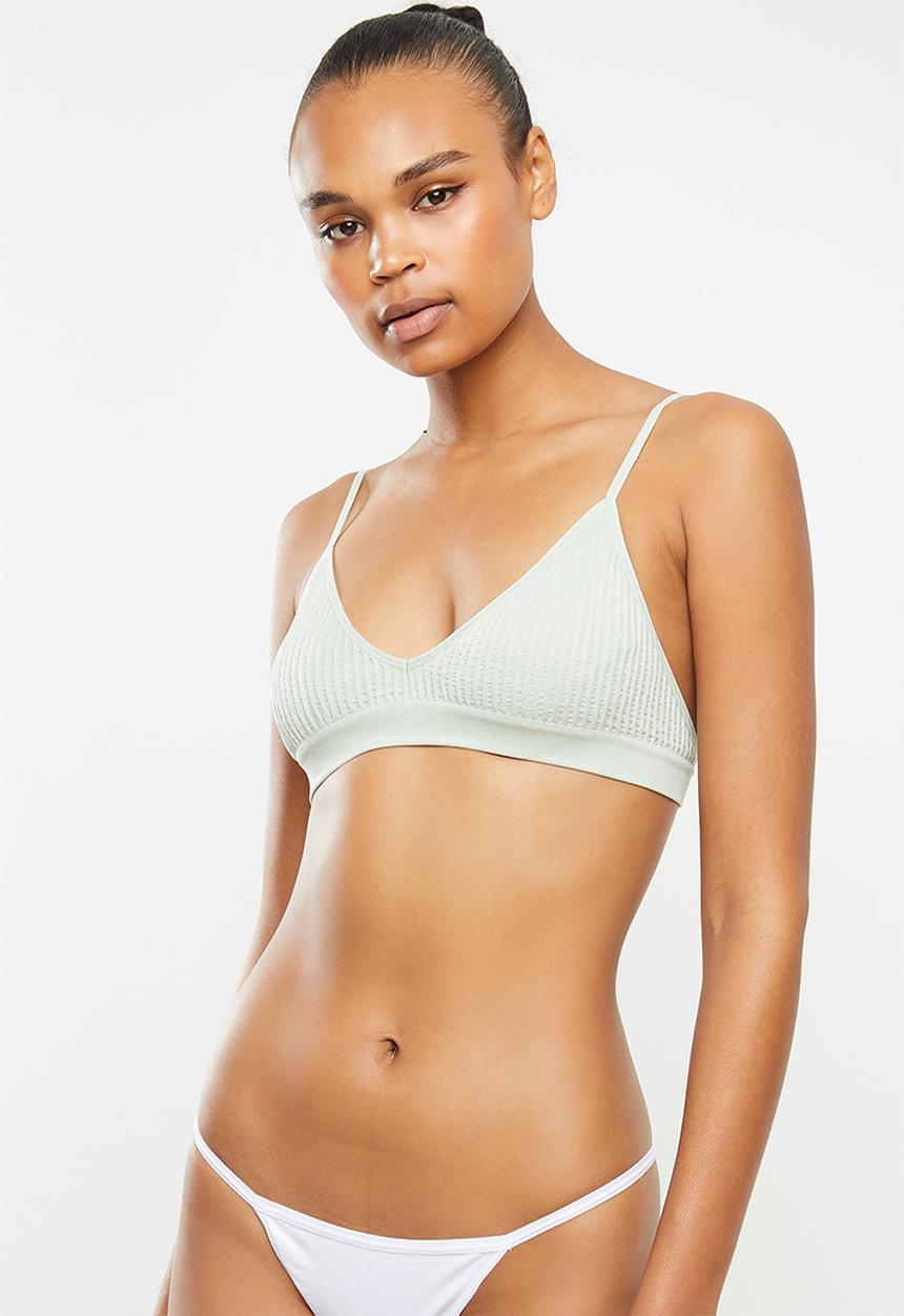 Cotton On - Seamfree triangle bralette - green tint texture