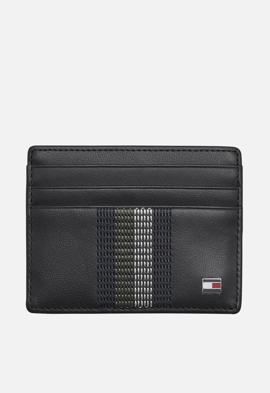 Tommy Hilfiger - Stitched leather credit card holder - black