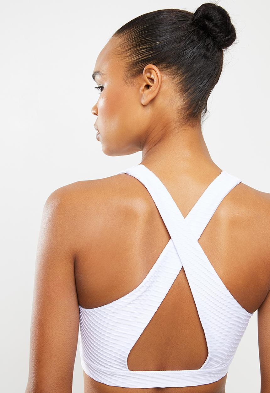 Cotton On - Workout cut out crop 2 pack - khaki texture & white texture