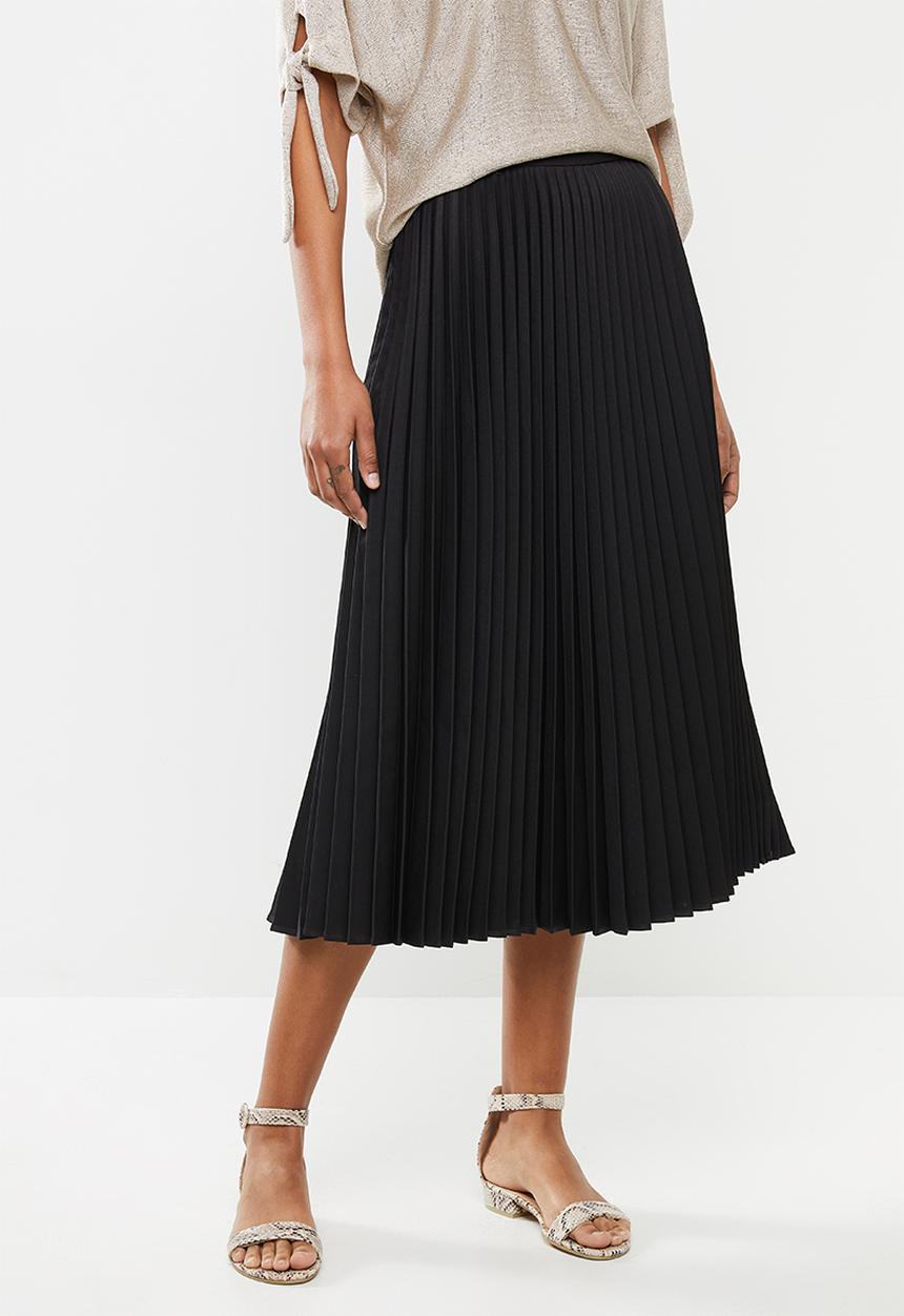 edit - Pleated midi skirt - black