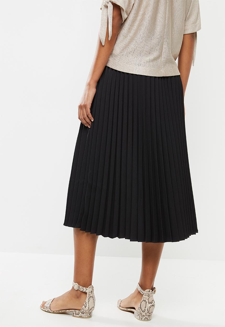 edit - Pleated midi skirt - black